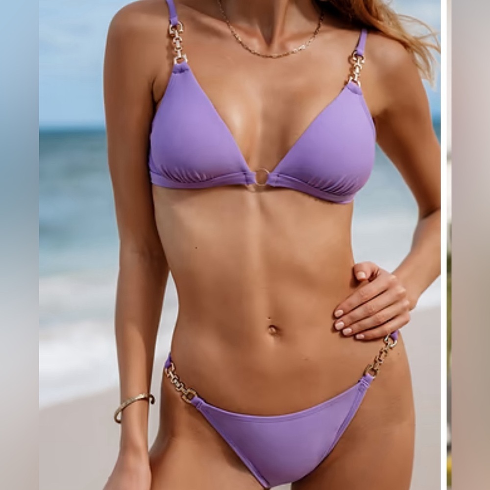 NWT Cupshe x JoJo Escaping O-Ring Bikini Top & High-Cut Bottoms Set. XL